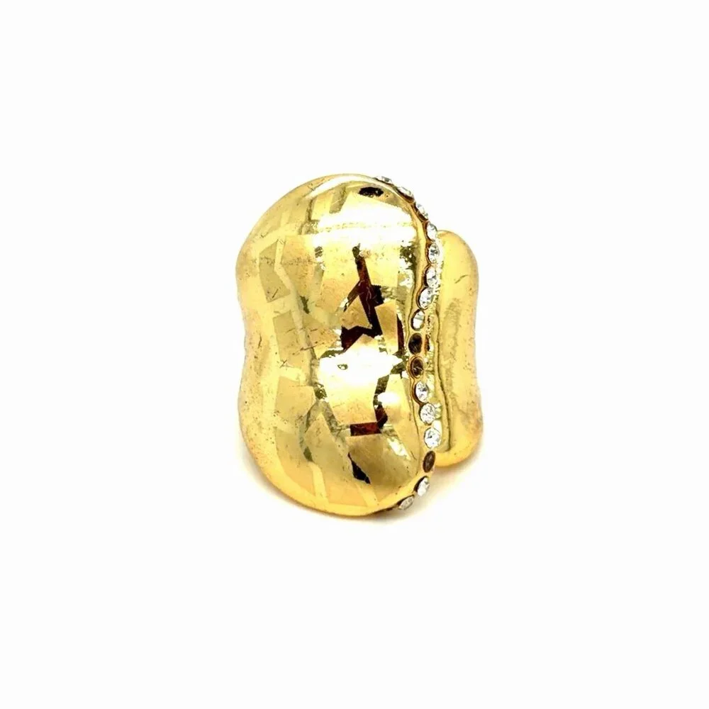 Statement Rhinestones Golden Ring